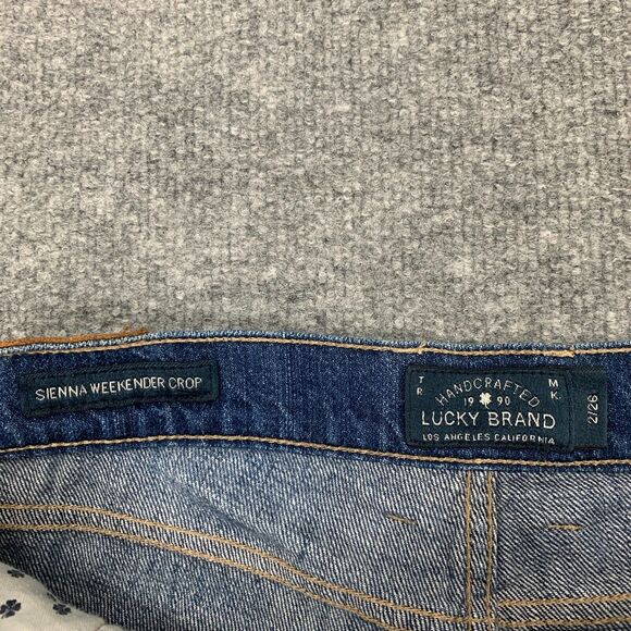 Lucky Brand Sienna Weekender Crop Jean Womens 2/26 Whiskered Denim Stretch - Picture 6 of 11